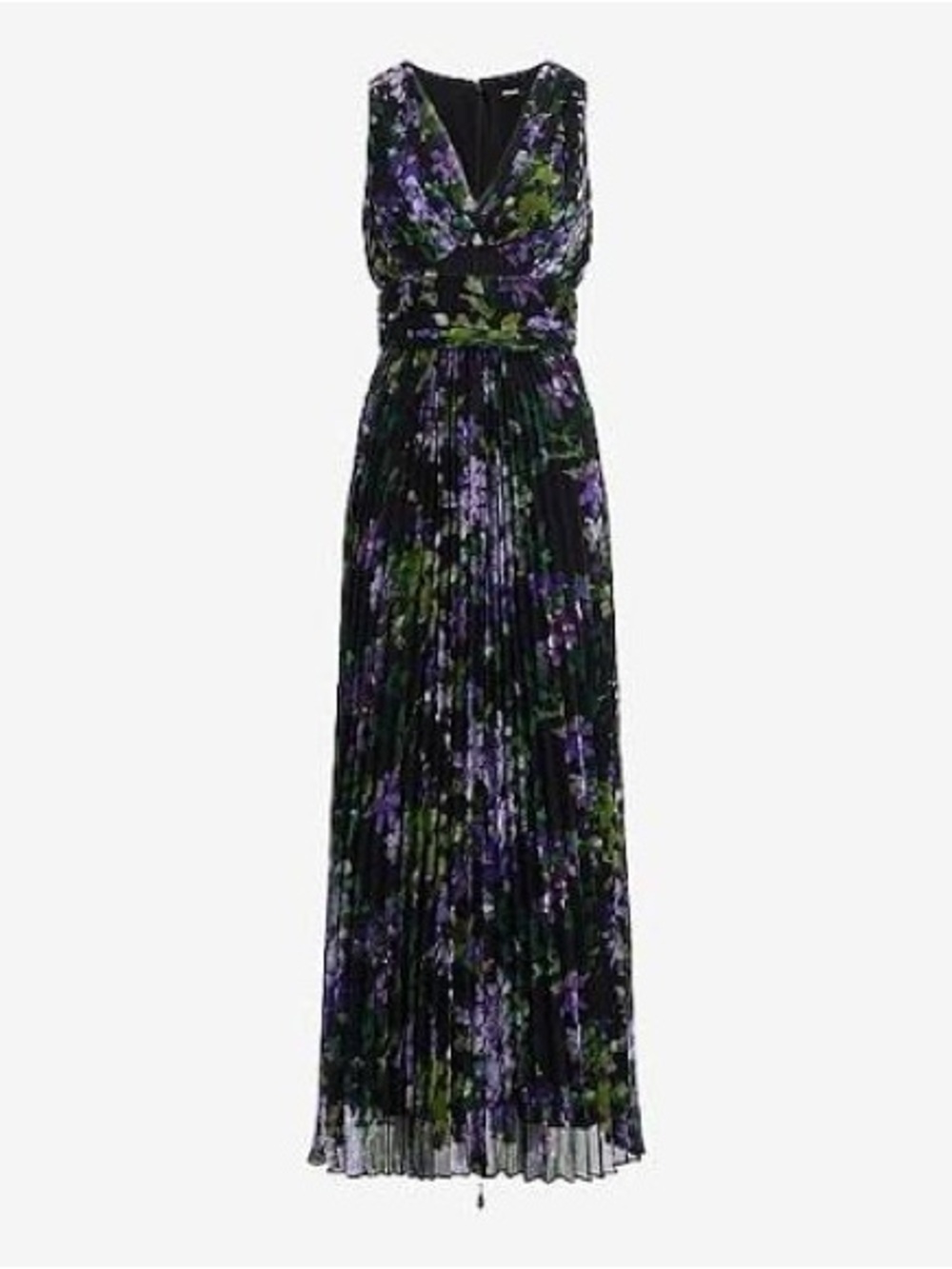 Express Black Maxi Dress with Purple and Green Floral Print